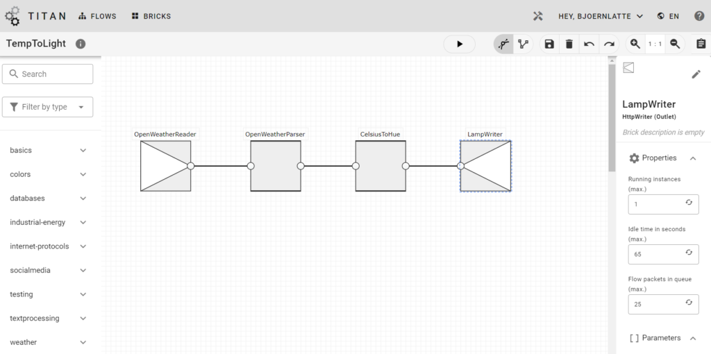 Flow for converting a temperature to HLS values