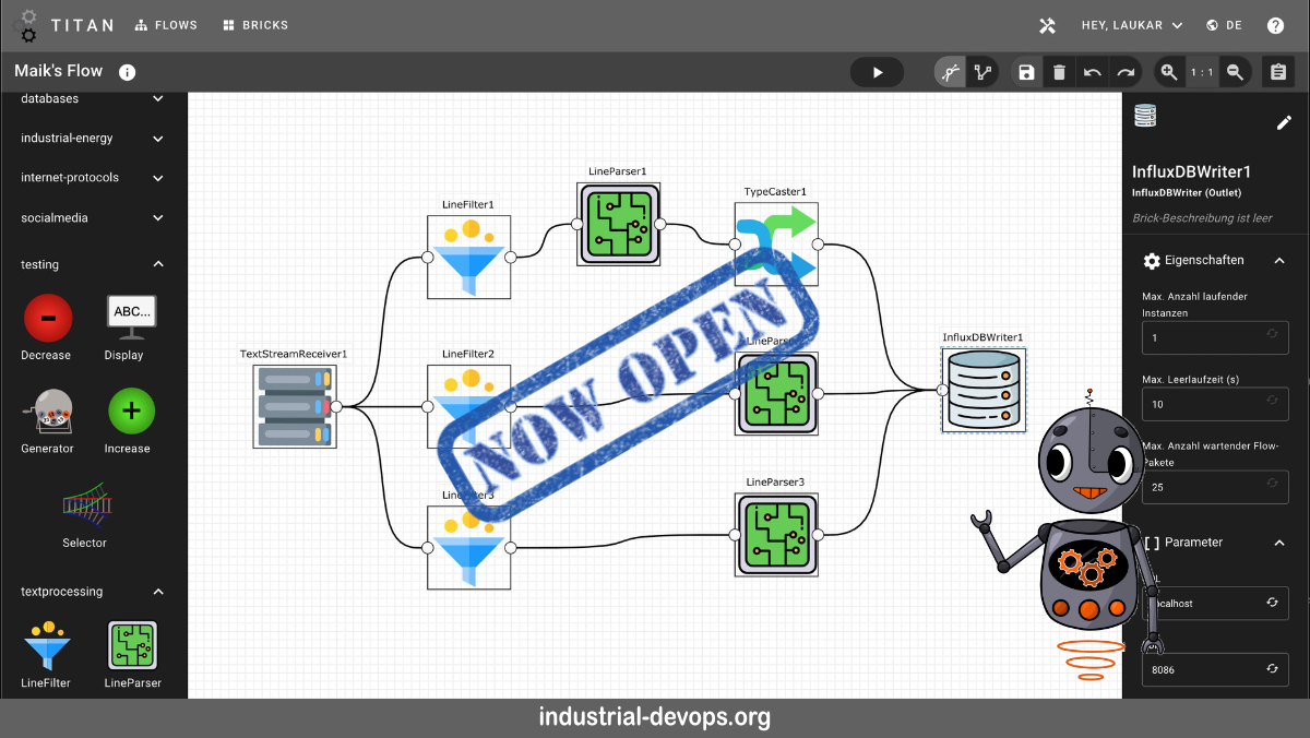 Flow editor mit Roboter